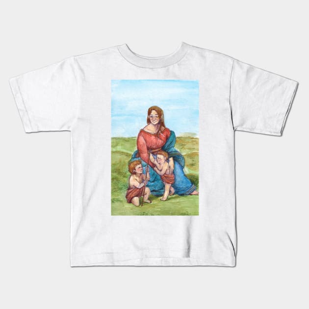 Mother's Love - A Classic Renaissance Painting Reimagined Kids T-Shirt by SunshyeStudios